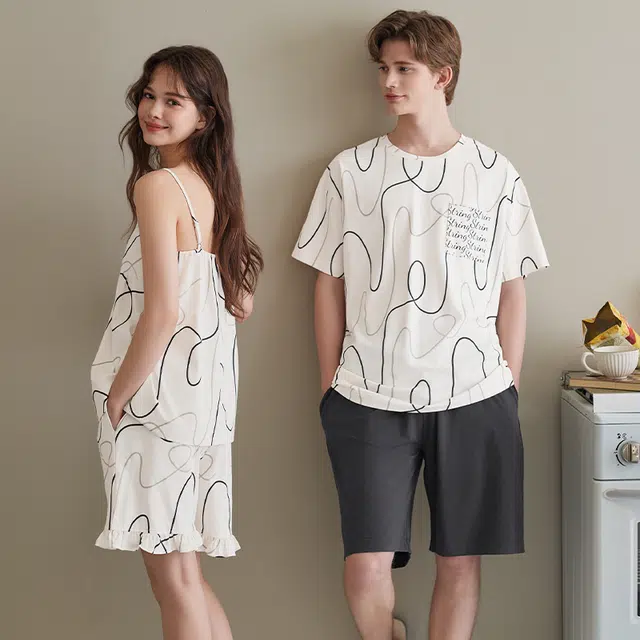 芬腾 休闲舒适简约可外穿家居服睡衣套装 女款 米白