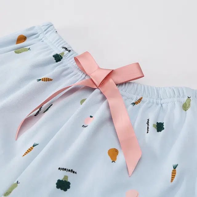 芬腾 休闲宽松舒适满印松紧腰睡裤 女款 兰色