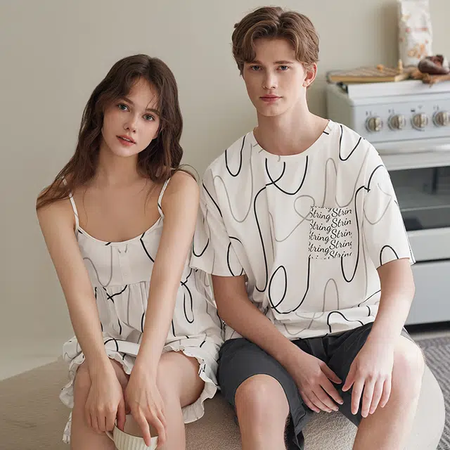 芬腾 休闲舒适简约可外穿家居服睡衣套装 女款 米白