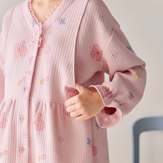 芬腾 抗菌舒适亲肤长袖长裤睡衣套装 女