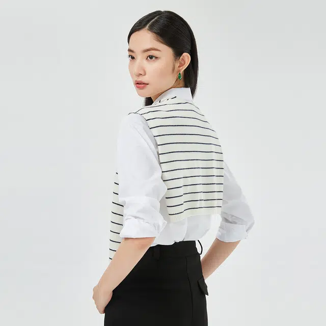 恒源祥 外搭条纹长款 山羊绒 披肩 女款