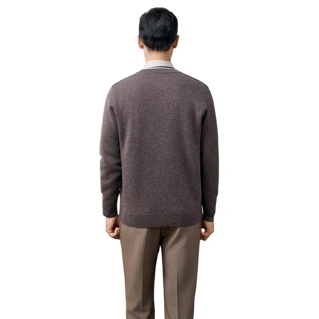 恒源祥 四平提花纯羊毛加厚纽扣开衫毛衣 男款