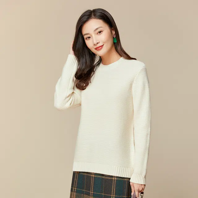 恒源祥 圆领纯山羊绒长袖羊绒衫 女款