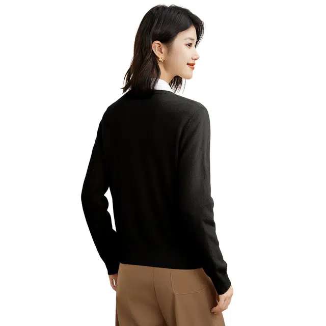 恒源祥 圆领打底纯色套头百搭长袖毛衣 女款