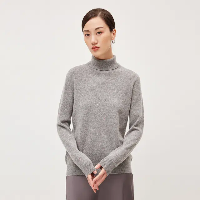 恒源祥 高领彩点休闲打底套头针织羊绒衫 女款