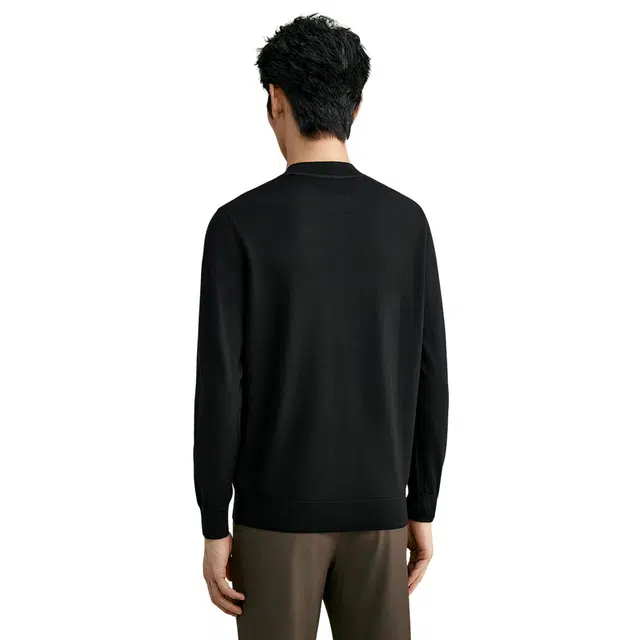 恒源祥 精纺可机洗羊毛衫男士纯半高领针织毛衣 男款