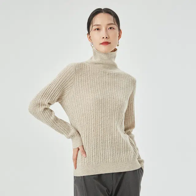 恒源祥 高领纯山羊绒纯色打底衫羊绒衫 女款