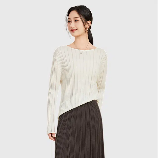 恒源祥 纯色圆领套头打底长袖针织衫 女款