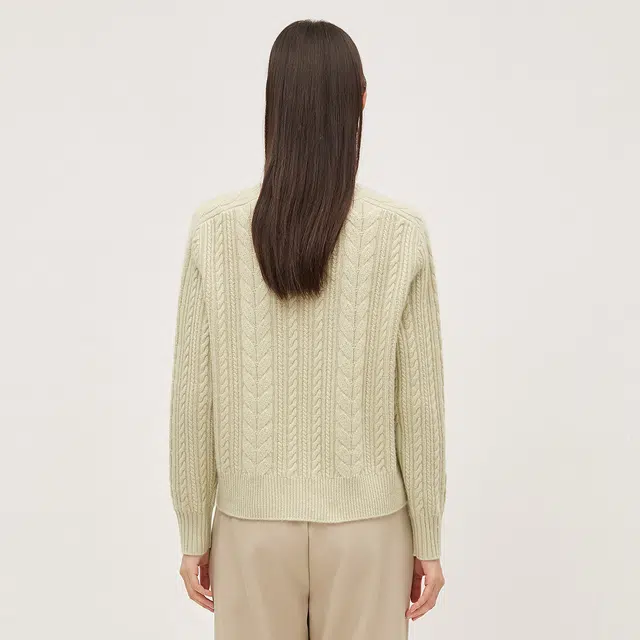 恒源祥 宽松厚款绞花粗毛线羊绒衫 女款