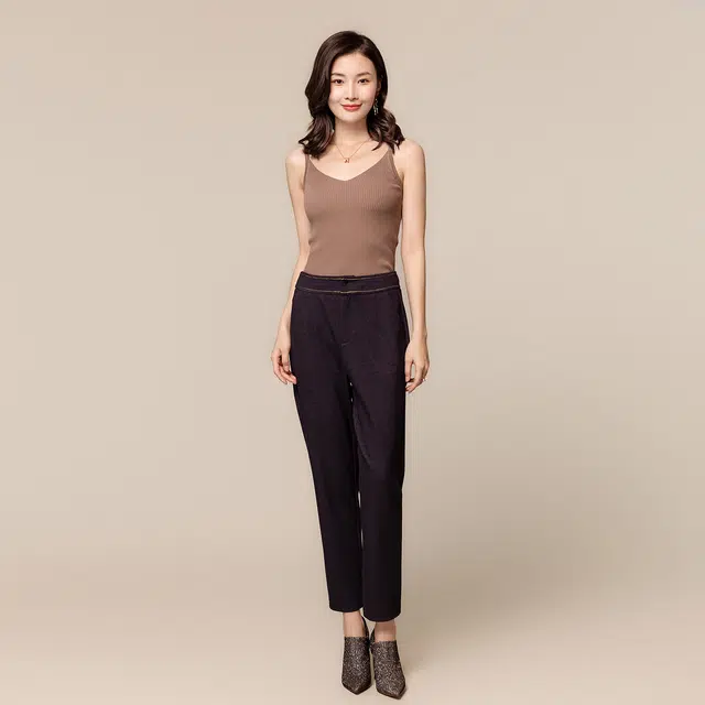 恒源祥 简约穿直筒西装休闲裤 女款 藏青色