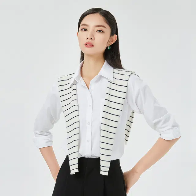 恒源祥 外搭条纹长款 山羊绒 披肩 女款