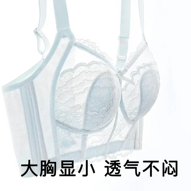 润微 超薄水晶杯薄杯全罩杯大胸显小收副乳调整型内衣无钢圈聚拢文胸 女款