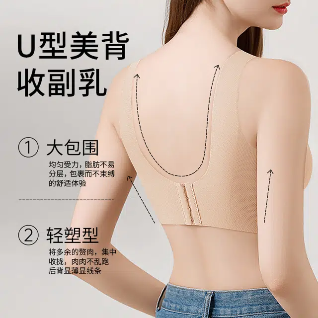 润微 夏季薄款粉底液内衣无痕隐形舒适透气收副乳反重力提拉防下垂文胸 女款