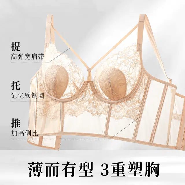 润微 红酒杯系列 蕾丝美背简约性感商务通勤休闲文胸 女款