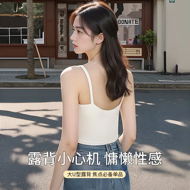润微 美背免穿文胸带胸垫百搭显瘦内搭外穿打底吊带 女款