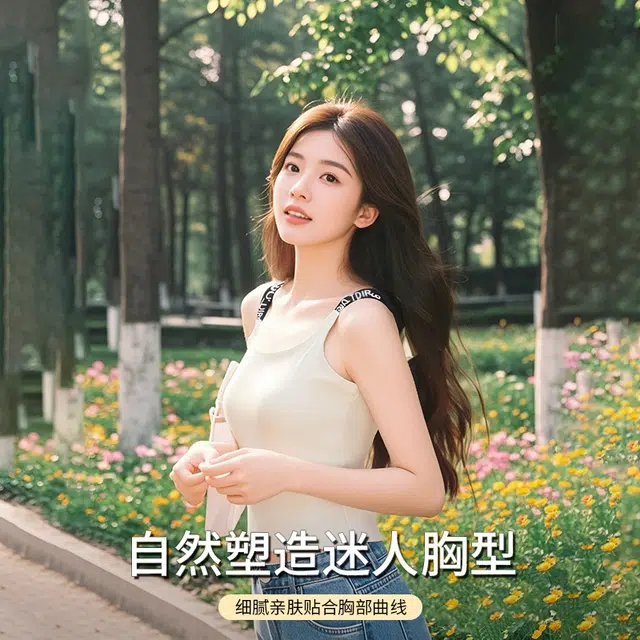 润微 时尚字母肩带无痕免穿文胸一体带胸垫内搭可外穿吊带 女款