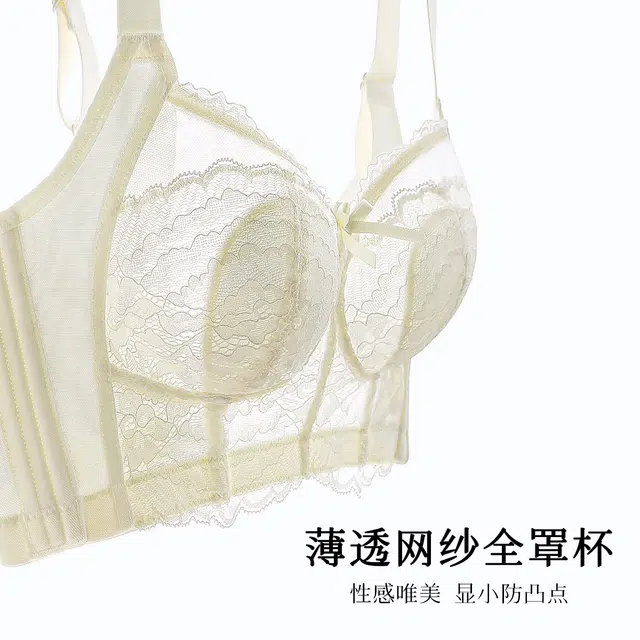 润微 超薄水晶杯薄杯全罩杯大胸显小收副乳调整型内衣无钢圈聚拢文胸 女款