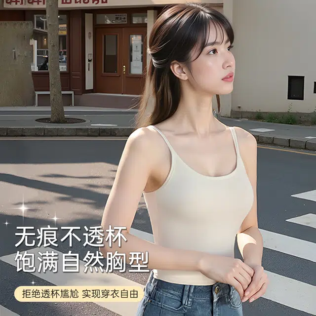 润微 美背免穿文胸带胸垫百搭显瘦内搭外穿打底吊带 女款