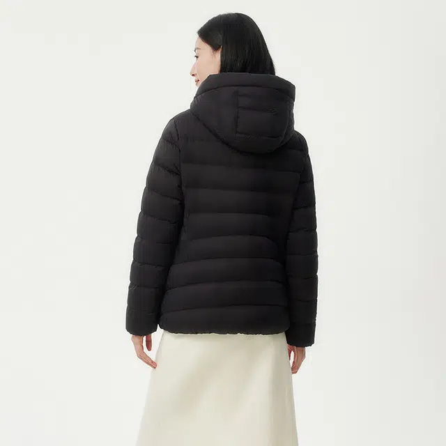 坦博尔 简约连帽保暖羽绒服 女款 黑色