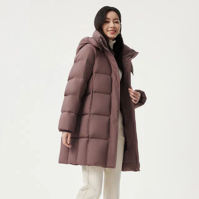 坦博尔 时尚百搭休闲纯色保暖云朵吐司美拉德雅丹风羽绒服 女款