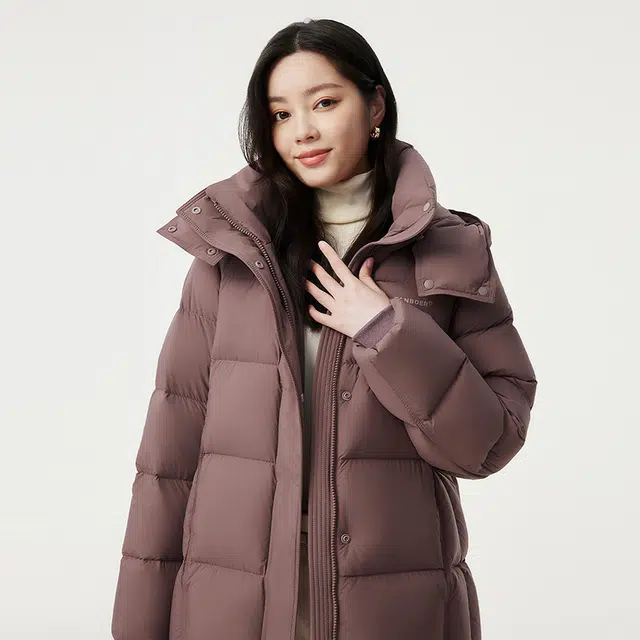 坦博尔 时尚百搭休闲纯色保暖云朵吐司美拉德雅丹风羽绒服 女款