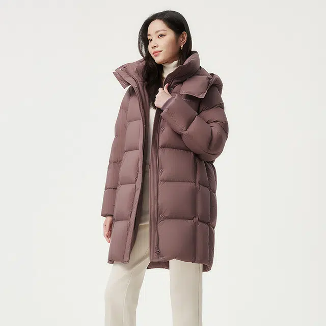 坦博尔 时尚百搭休闲纯色保暖云朵吐司美拉德雅丹风羽绒服 女款