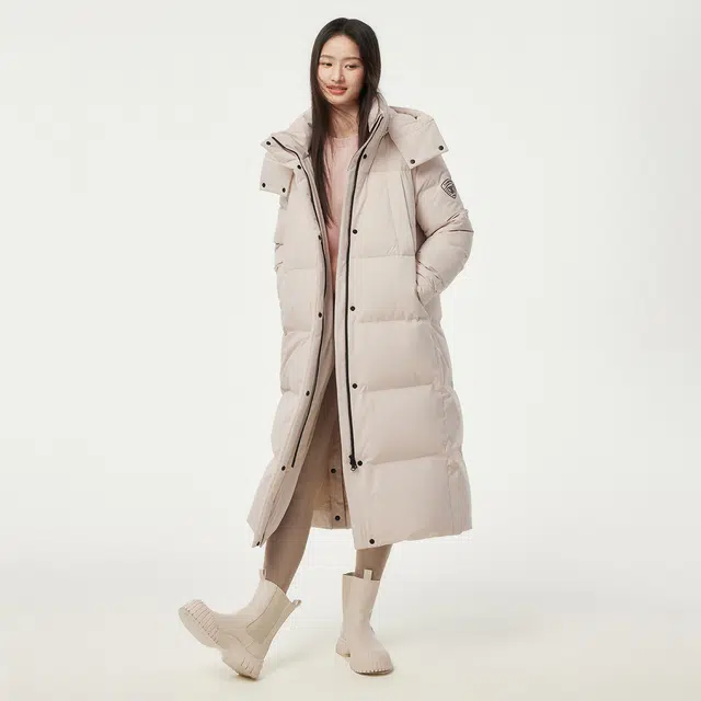 坦博尔 简约长款拉链直筒羽绒服 女款