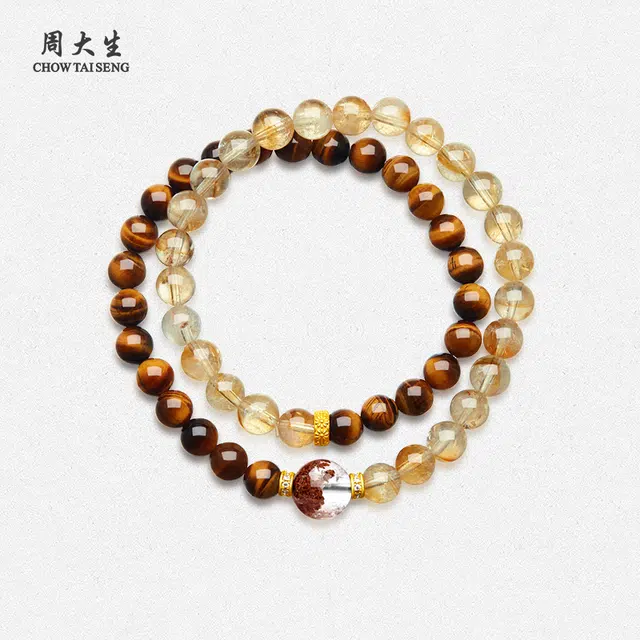 周大生 时来运转 高级感新中式国风 招财纳福 日常百搭小众#好运天然 黄水晶 手串 女款