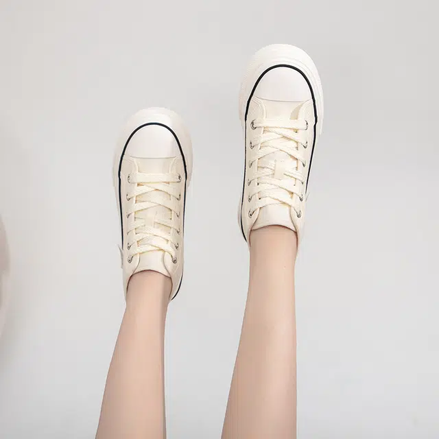 拉夏贝尔 休闲百搭 舒适潮流 高帮 帆布鞋 女款