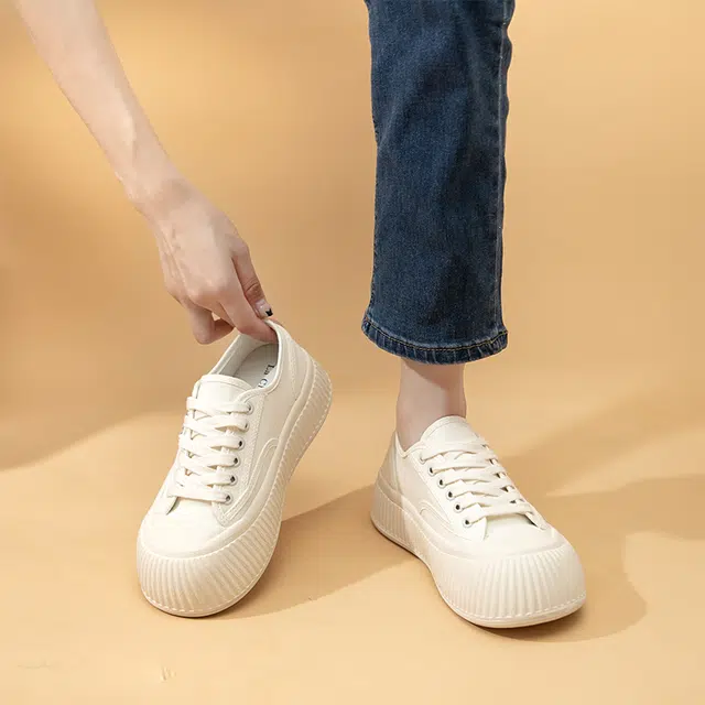 拉夏贝尔 厚底百搭 低帮 帆布鞋 女款