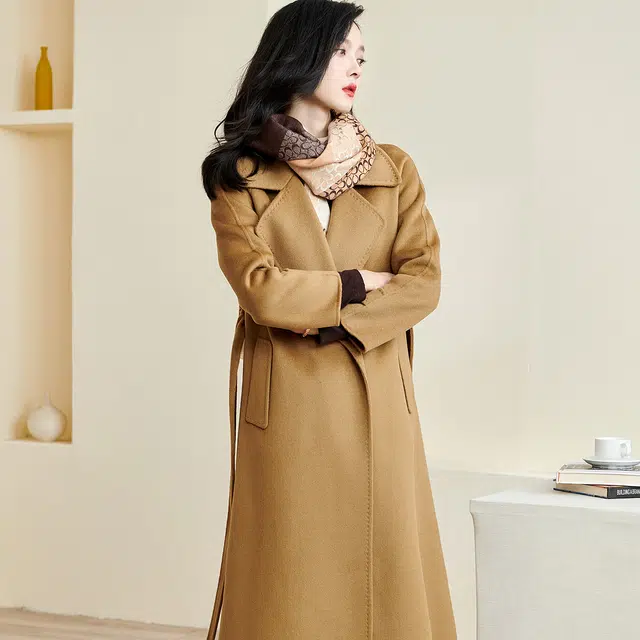 米思阳 质纯色双面呢毛呢加厚大衣 女款