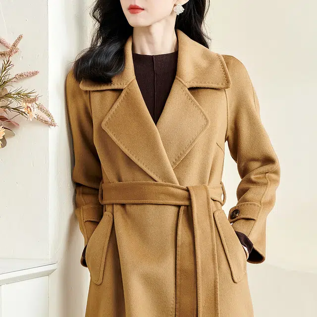 米思阳 质纯色双面呢毛呢加厚大衣 女款