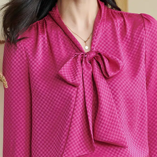 米思阳 纯色暗纹提花宽松长袖衬衫 女款