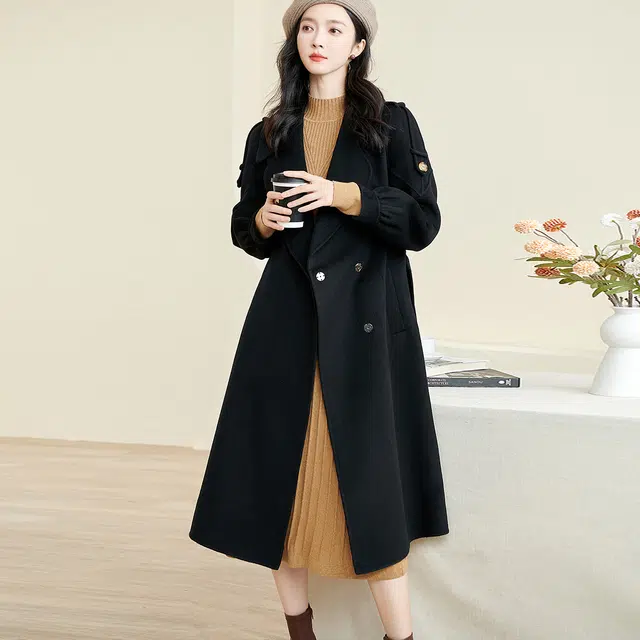 米思阳 纯色休闲翻领大衣 女款