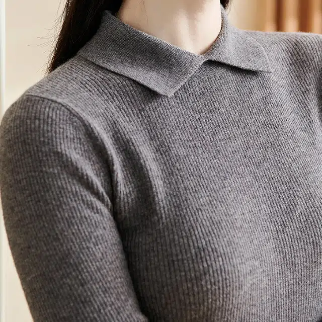 米思阳 纯色通勤简约针织衫 女款 深灰色