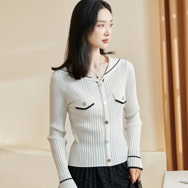 米思阳 微透羊毛长袖羊绒衫 女款 白色