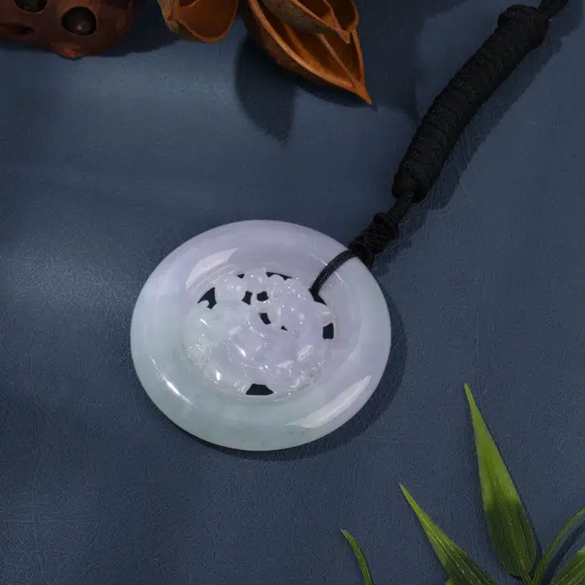 【精致孤品】 玉尚轩 水润紫绿麒麟献瑞 霸气圆牌平安纳福大气#好运 糯冰 翡翠项链 男女同款情侣款