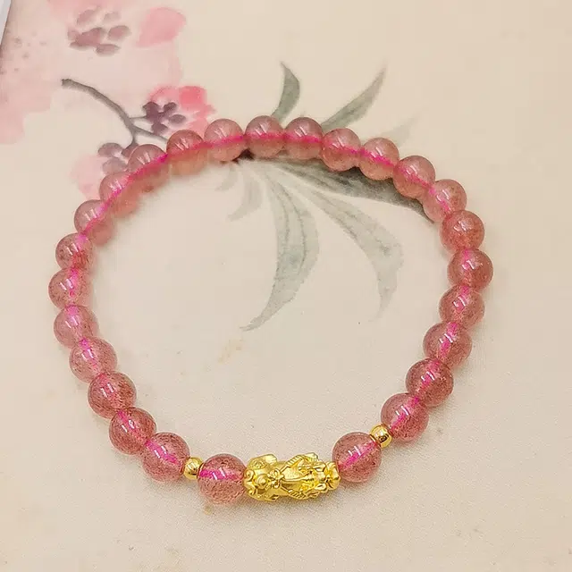 玉尚轩 新中式百搭日常 财源滚滚小众精致高级感气质百搭 #好运天然 草莓晶 手串 男女同款情侣款