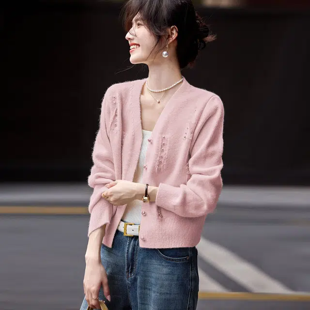 苏醒的乐园 时尚宽松软糯气质开衫长袖毛衣 女款