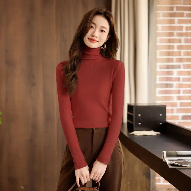 苏醒的乐园 纯色高领套头保暖通勤针织衫 女款