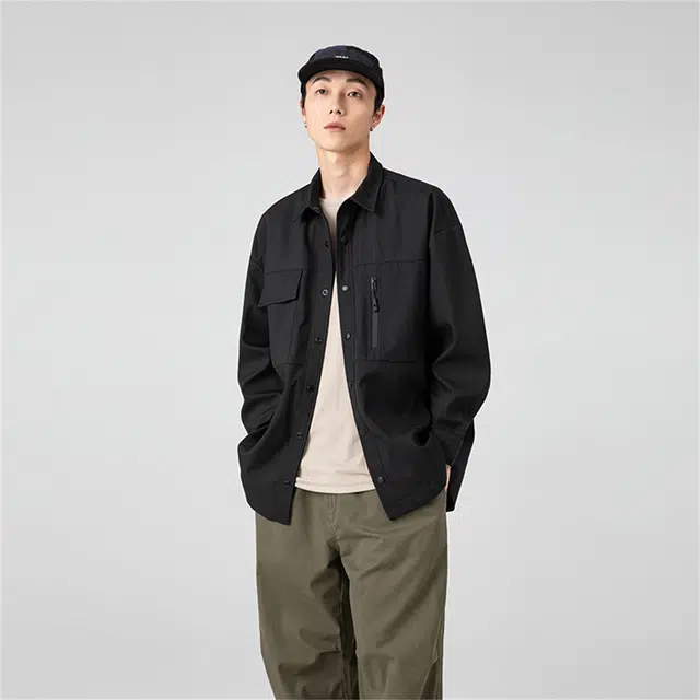 纯色宽松舒适长袖衬衫 男女同款