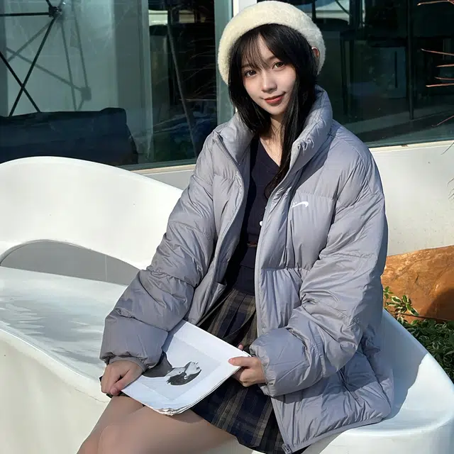 贵人鸟 纯色立领宽松落肩拉链加厚面包长袖羽绒服 男女同款