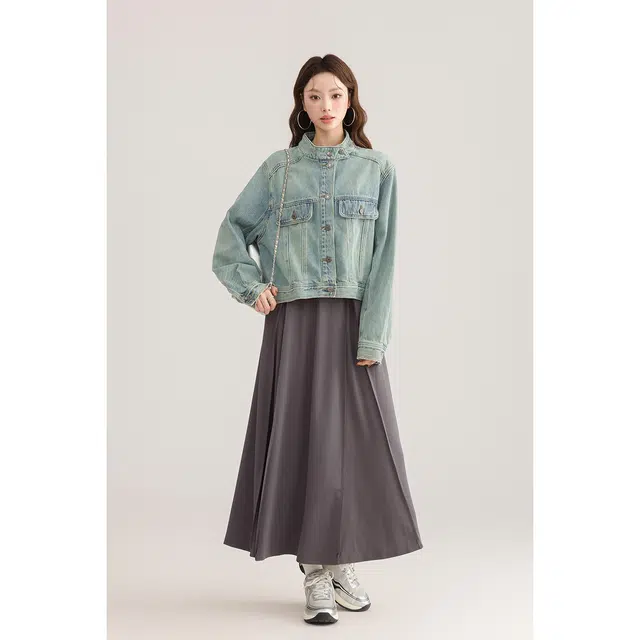 如续 长袖显瘦女长裙小众设计感线条秋季过膝连衣裙 女款