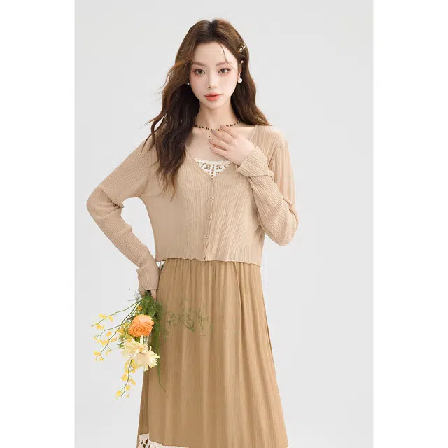 如续 纯色简约舒适时尚开衫长袖针织衫 女款
