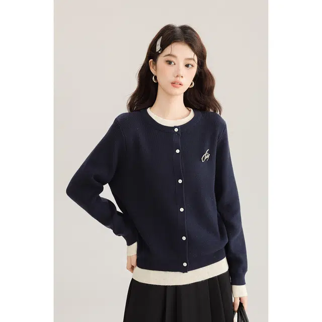 如续 小众设计感假两件百搭气质长袖针织衫 女款