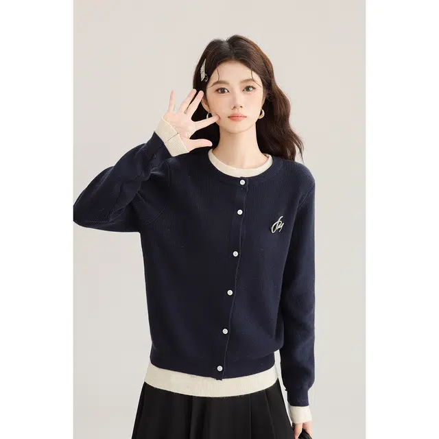 如续 小众设计感假两件百搭气质长袖针织衫 女款