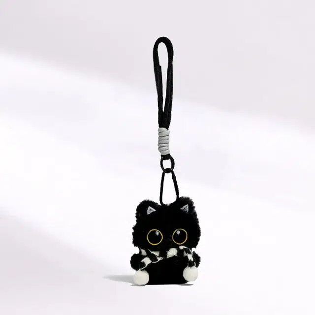 卡莱茵 挂绳版围脖小黑猫包包挂饰 可爱猫咪尼龙#好运 毛绒 挂件 男女同款情侣款