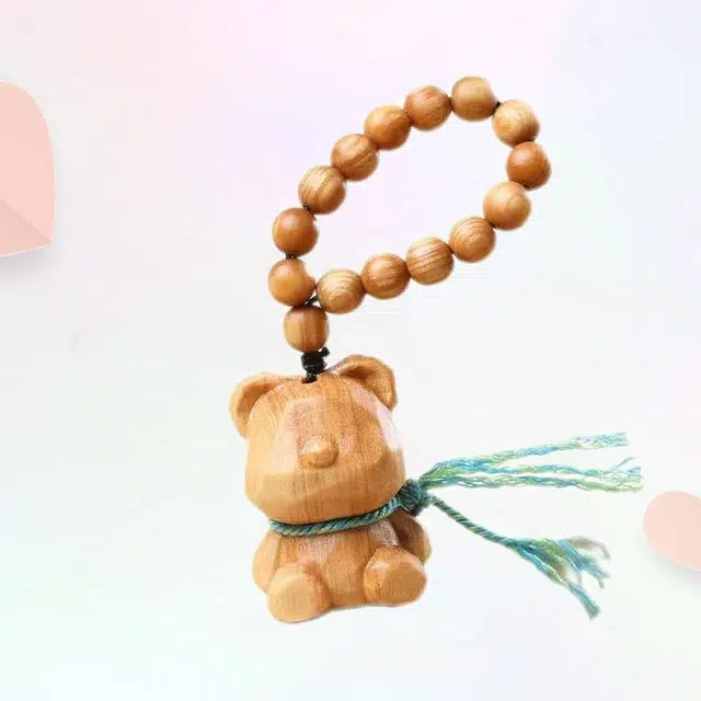 卡莱茵 好运新中式无脸熊佛珠文艺民族风 经典简约 富贵轻奢 通勤百搭好运 木 挂件 男女同款情侣款