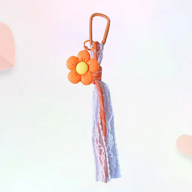 卡莱茵 【橙色花花】小清新可爱风简约精致时尚俏皮轻奢小众百搭#好运 尼龙 挂件 男女同款情侣款