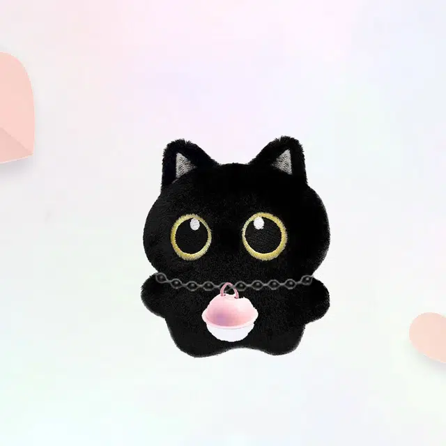 卡莱茵 小煤球猫咪粉铃铛创意公仔  潮流软萌百搭 小书包背包挂饰 #好运 毛绒 挂件 男女同款情侣款